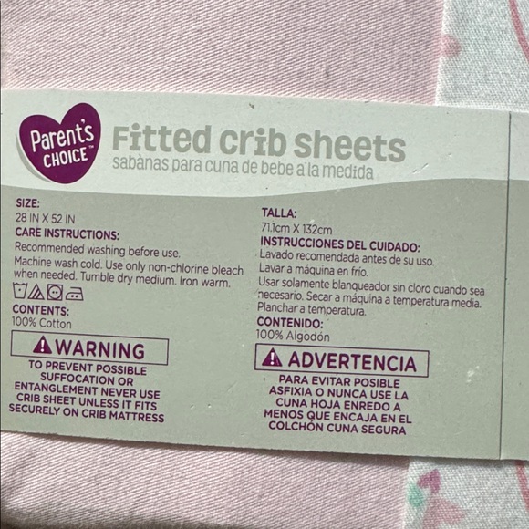 Parents Choice Fitted Crib Sheets Rainbow Pink Set of 2 Sheets - Picture 4 of 5